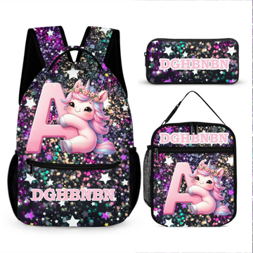Initials Customized Cute Unicorn Backpack - School Season Gift For Girls Birthday Gift