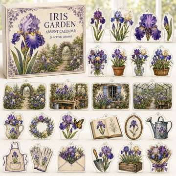 Iris Flower Advent Calendar 2026 - 24-Day Countdown, Acrylic Charms