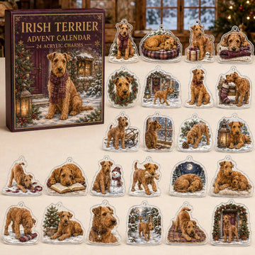 Irish Terrier Winter Advent Calendar 2026 - 24-Day Countdown, Acrylic Charms