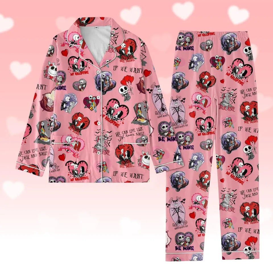 Jack And Sally Pajamas Set, Nightmare Before Christmas Shirt, Disneyland Trip Valentine Gift
