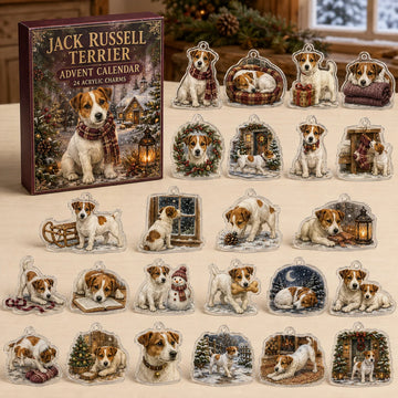 Jack Russell Terrier Winter Advent Calendar 2026 - 24-Day Countdown, Acrylic Charms