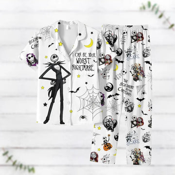 Jack Skellington Short Sleeve Pajamas, Disney Movie Pajamas Set, Nightmare Before Christmas Shirt, Jack And Sally, Movie Lover Gift