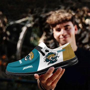 Jacksonville Jaguars Hey Dude Shoes Custom Your Name, White Hey Dudes, Sport Shoes For Fan - Ingenious Gifts Your Whole Family