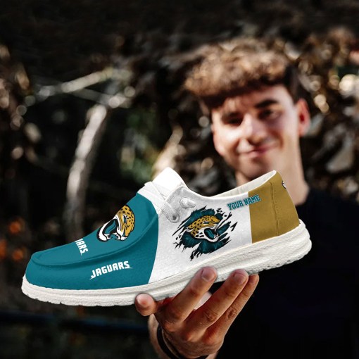 Jacksonville Jaguars Hey Dude Shoes Custom Your Name, White Hey Dudes, Sport Shoes For Fan - Ingenious Gifts Your Whole Family
