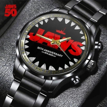 Jaws 50th Anniversary Black Stainless Steel Watch Gift H