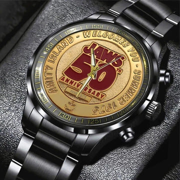 Jaws Black Stainless Steel Watch 50th Anniversary