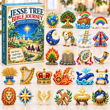 Jesse Tree Bible Journey advent calendar 2026 - 24-Day Countdown, Acrylic Charms