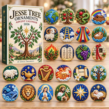 Jesse Tree Bible Symbols advent calendar 2026 - 24-Day Countdown, Acrylic Charms