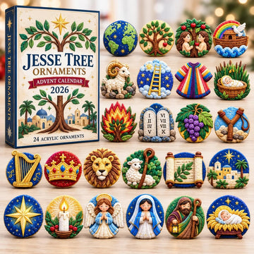Jesse Tree Faith Journey advent calendar 2026 - 24-Day Countdown, Acrylic Charms