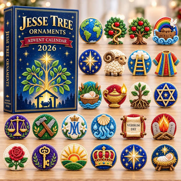 Jesse Tree Sacred Symbols advent calendar 2026 - 24-Day Countdown, Acrylic Charms
