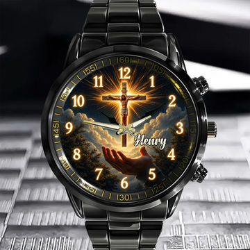 Jesus Christ Crucifix Christian Customized Watch Personalized Name Meaningful Faith Gift