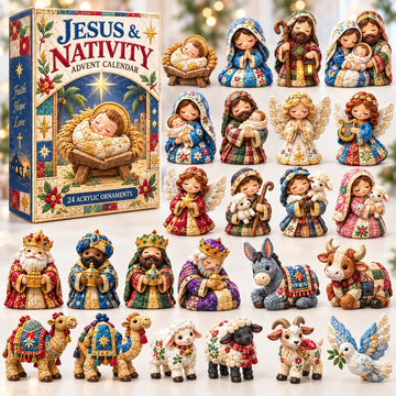 Jesus and Nativity advent calendar 2026 - 24-Day Countdown, Acrylic Charms