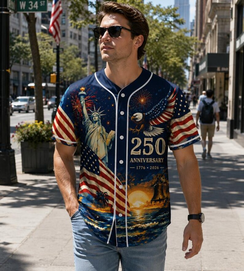 July 4th Patriotic Baseball Jersey, 1776-2026 Patriotic Jersey, USA 250 Anniversary Black Angus Baseball Unisex Shirt, Patriotic USA Flag