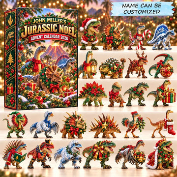 Jurassic Noel Advent Calendar 2026 - 24-Day Countdown, Acrylic Charms