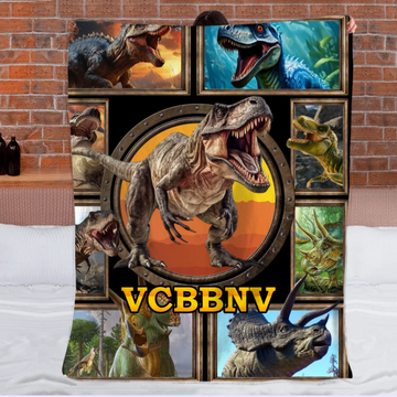 Jurassic Dinosaur Custom Blanket - Personalized Name - Gift for Dinosaur Enthusiasts