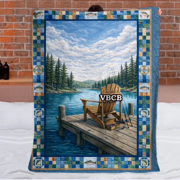 Lake Escape Custom Blanket - Personalized Name - Gift for Fishing Enthusiasts, Dad0001