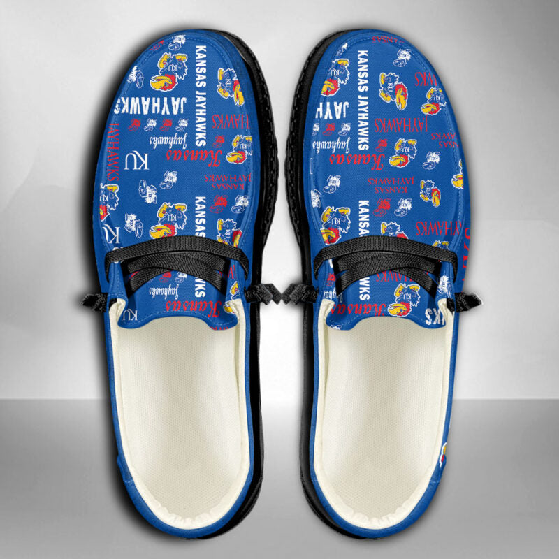 Kansas Jayhawks Hey Dude Shoes, NCAA Shoes, White Hey Dudes, Hey Dude Sale - Ingenious Gifts Your Whole Family
