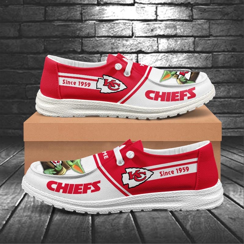 Kansas City Chiefs Hey Dude Shoes, Baby yoda Shoes, Grogu, NFL Shoes - Ingenious Gifts Your Whole Family