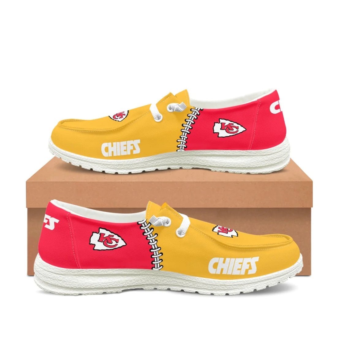 Kansas City Chiefs Loafers Lace Up - Inspired By Hey Dude Shoes Style