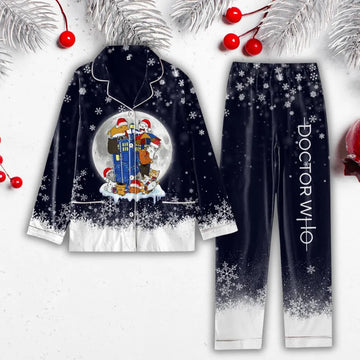 Kitten Who Dr Who Pajamas, Funny Kitten Tardis Box Pajamas, Doctor Who Christmas Pajamas Set, Cat Police Box Movie Pajamas, Women Pjs