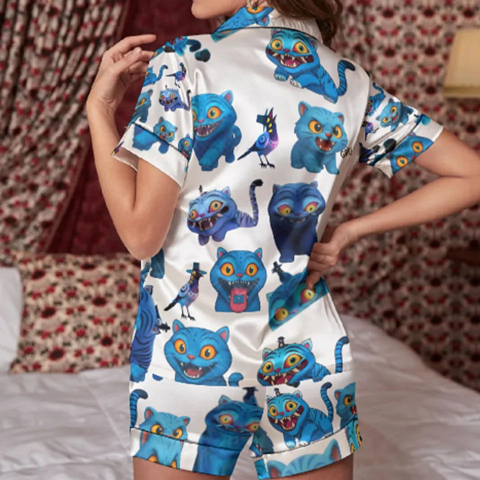 Kpop Demon Hunters Tiger Cat Demon Pajama Set, Kpop Saja Boys Jinu's Friends Pajamas, Kpop Demon Hunter Sleepwear