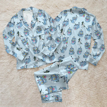 Kpop Demon Hunters Tiger Satin Pajama Set, Derpy the Tiger & Bird Sleepwear, Kpop Saja Boys Pajamas, Demon Hunter Shirt