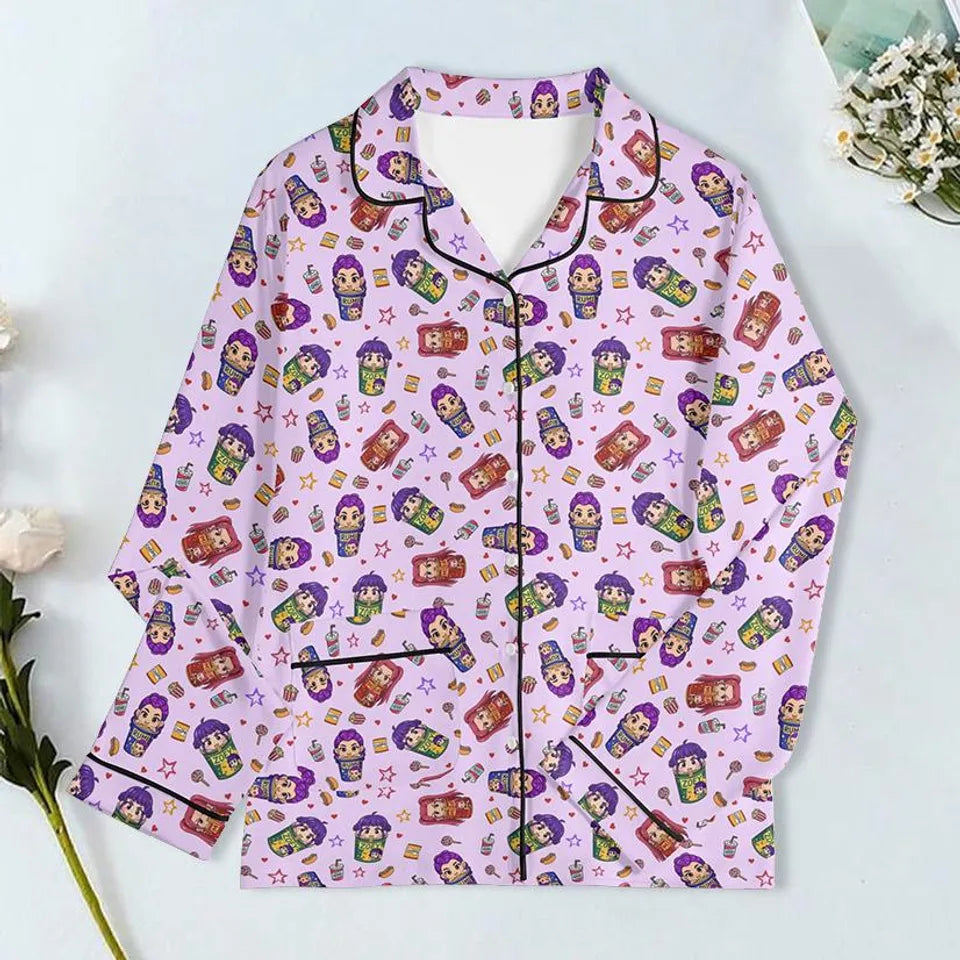 Kpop Hunters Pajama Set, Demon Hunters Pajama Set, Kpop Demon Hunters Pajamas, Music Sleepwear, Rumi Zoey Mira Pajama Set, Huntrix Fan Gift