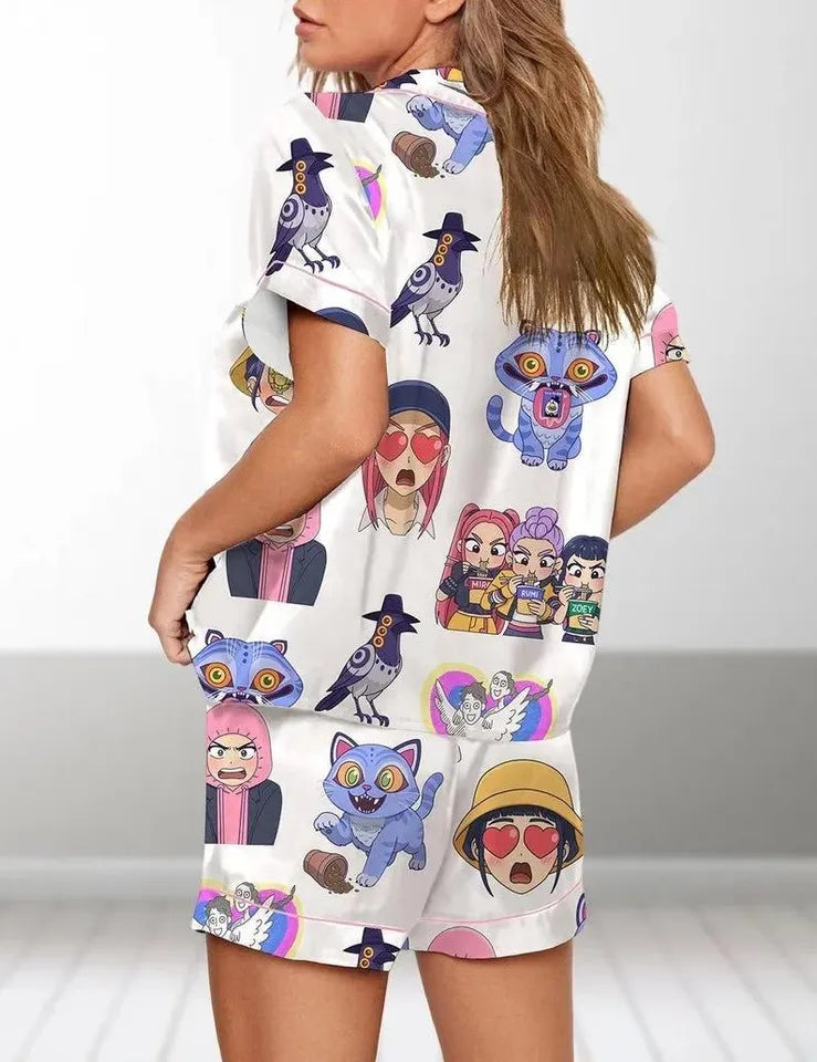 Kpop Huntrix Pajamas Set, Kpop Demon Hunters Short Pajamas, Kpop Huntrix Pin, Huntrix Women Pajamas