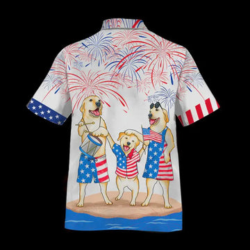 Labrador Family Hawaiian Shirt, Independence Is Coming, USA Patriotic Hawaiian Shirt, 4th of July Shirt, Dog Lover Gift