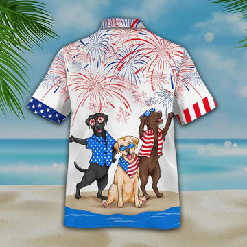 Labrador Retriever Aloha Hawaiian Shirts For Summer, Happy Independence Day Hawaiian Shirt For Men Women, Gift For Dog Lovers, Fourth Of July Holiday