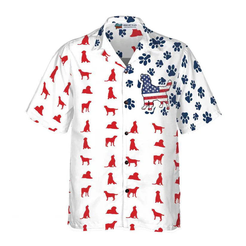Labrador Retriever Aloha Hawaiian Shirts For Summer, Labrador American Flag Hawaiian Shirt For Men Women, Gift For Dog Lovers, Fourth Of July Party