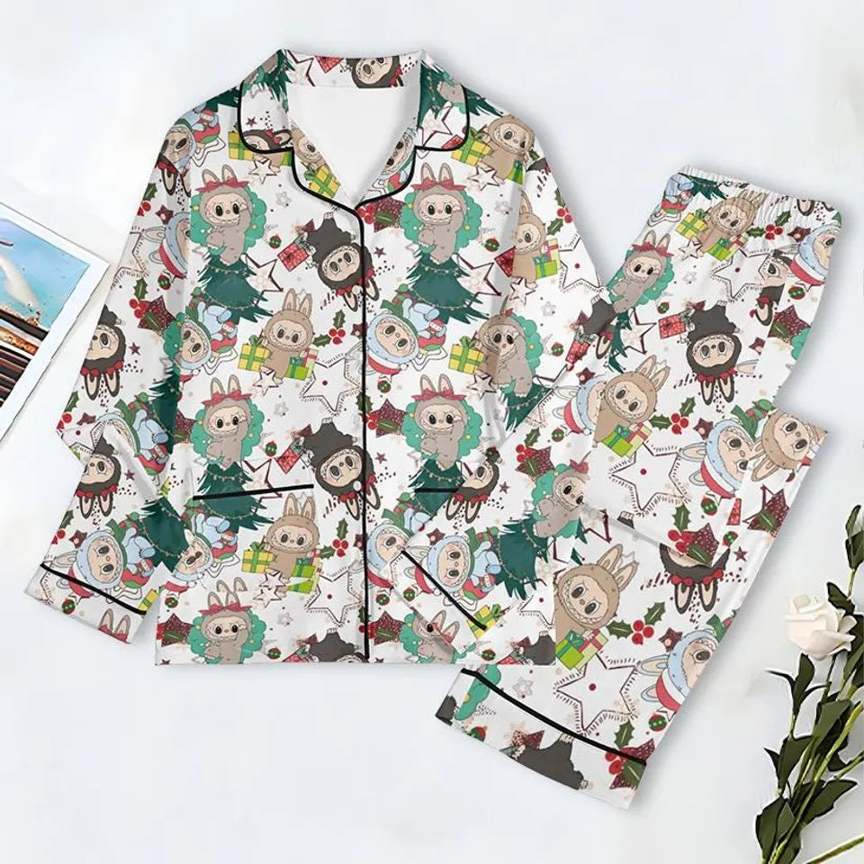 Labubu Pajama Set, Monster Labubu Pajama Set, Labubu Christmas Pajamas