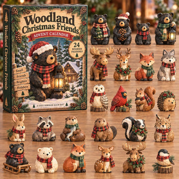 Lantern Bear Woodland Christmas Advent Calendar 2026 - 24-Day Countdown, Acrylic Charms