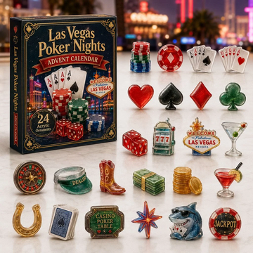 Las Vegas Poker Night Advent Calendar 2026 - 24-Day Countdown, Acrylic Charms Every Day Bring New Suprises
