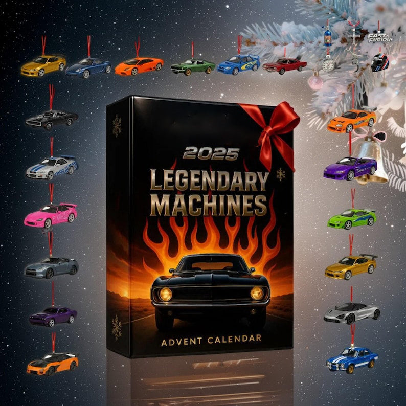 Legendary Machines Advent Calendar 2026 Christmas Ornaments Set For Family Legendary Machines Diecast Cars For Boys Gift For Car Lover