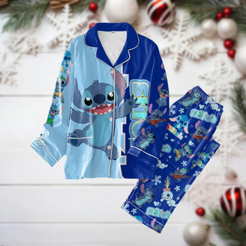 Lilo And Stitch Pajamas Set, Ohana Means Family Pjs, Cute Stitch Sleepwear, Disney Cartoon Kid Womens Pajamas, Christmas Pjs For Party