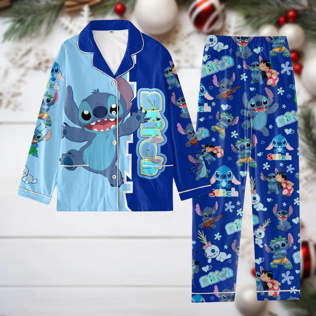 Lilo And Stitch Pajamas Set, Ohana Means Family Pjs, Cute Stitch Sleepwear, Disney Cartoon Kid Womens Pajamas, Christmas Pjs For Party