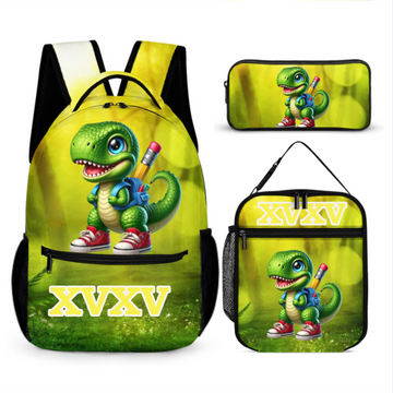 Little Dinosaur Goes To School Backpack - Personalized Name Backpack - School Season Gift-1
