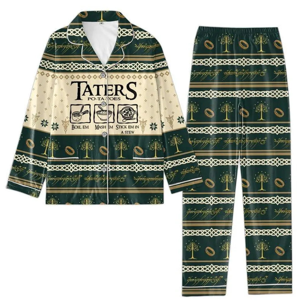 Lord Of The Ring Pajamas Set, Potato Taters Pajamas Family, Movie Pajamas Christmas, Holiday Pajamas, Women Pajamas, LOTR Fans Gifts