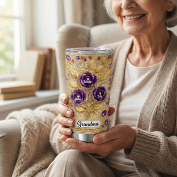 Love Grows With You Grandma Personalized Tumbler Gift For Grandma Mom 3D Effect Tumbler Custom Kids Name