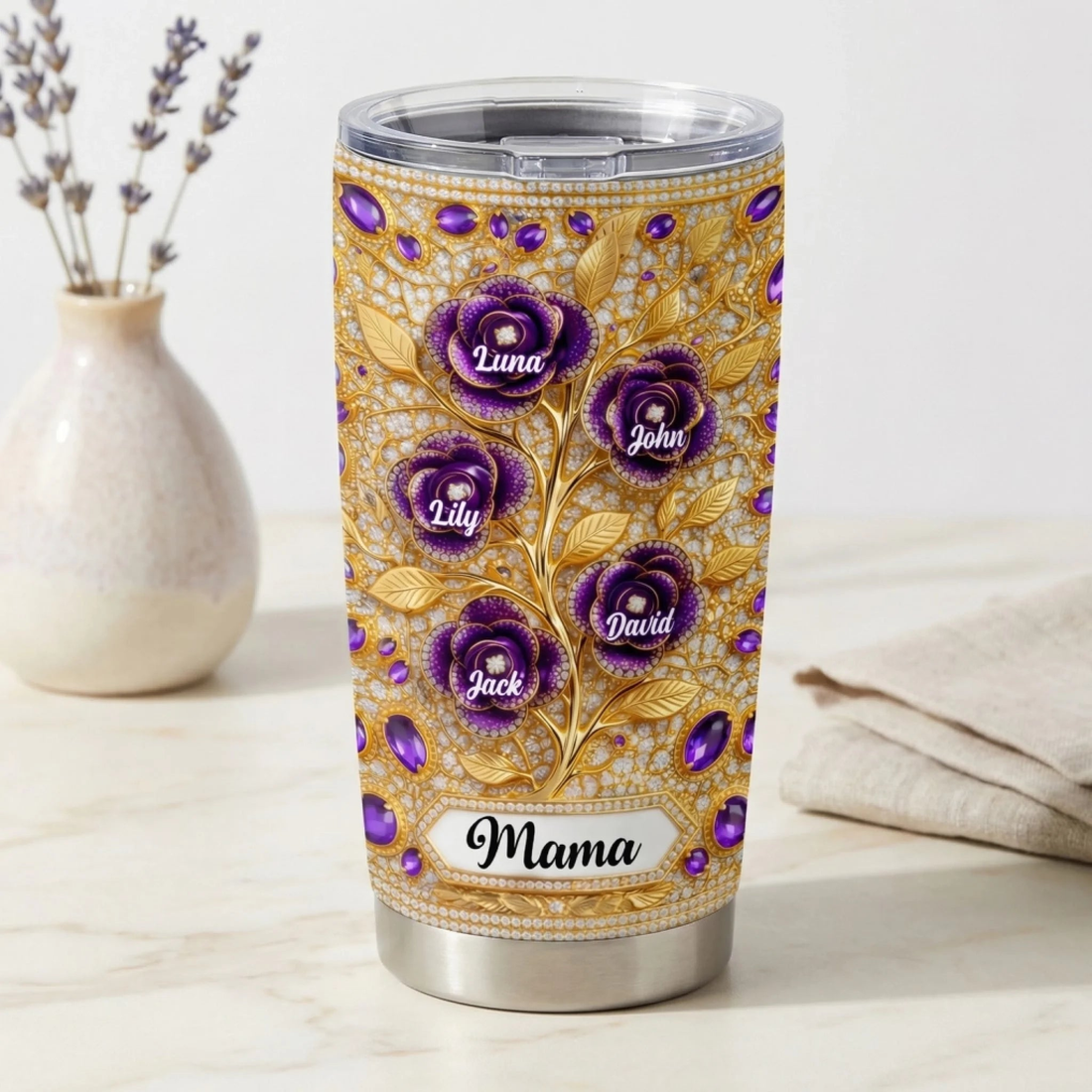 Love Grows With You Grandma Personalized Tumbler Gift For Grandma Mom 3D Effect Tumbler Custom Kids Name