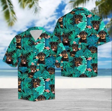 Love Rottweiler Tropical Jungle Hawaiian Shirt HO1978