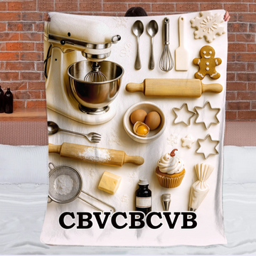 Love Baking Custom Blanket – Personalized Name Blanket – Gift for Baking Enthusiast, Pastry Chef0001