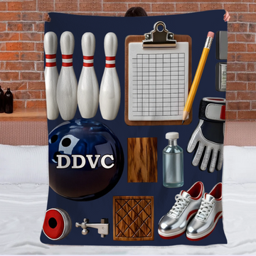 Love Bowling Customized Blanket - Personalized Name - Gift For Bowling Lovers