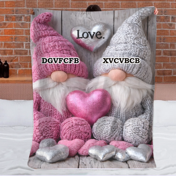 Love Gnomes Customized Blanket - Personalized Name - Cozy Gift For Couples, HimHer