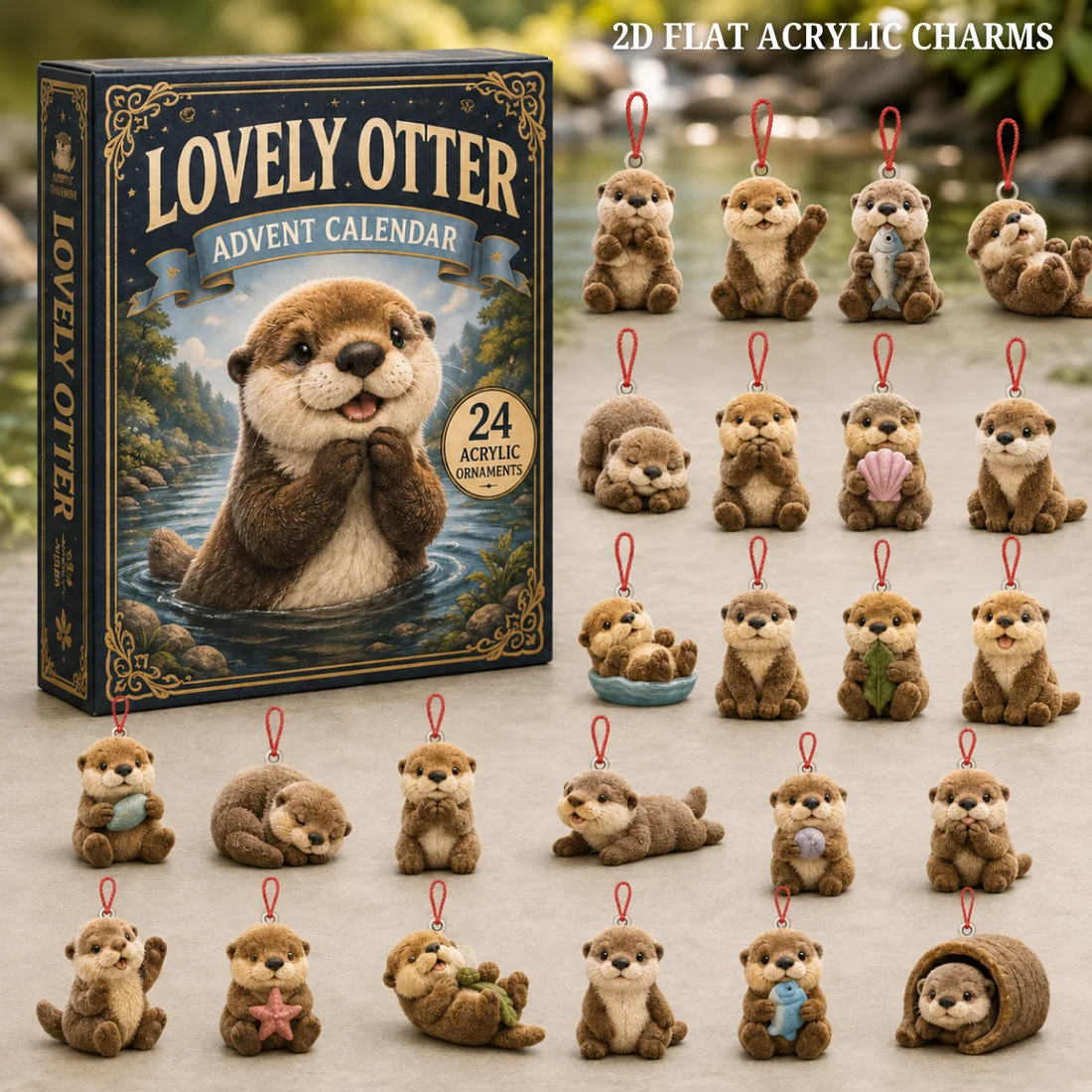 Lovely Otter Advent Calendar 2026 - 24-Day Festive Countdown, Acrylic Charms Blind Box - Gift For Otter Lovers37