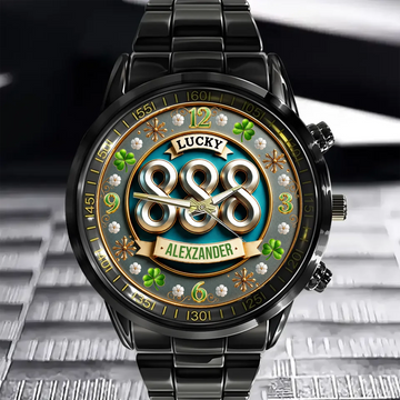 Lucky Clover 888 Watch Personalized Name Watch For Good Fortune Gift For Good Luck Wealth