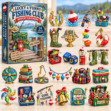 Lucky Funny Fishing Club Advent Calendar 2026 - 24-Day Countdown, Acrylic Charms Every Day Bring New Suprises