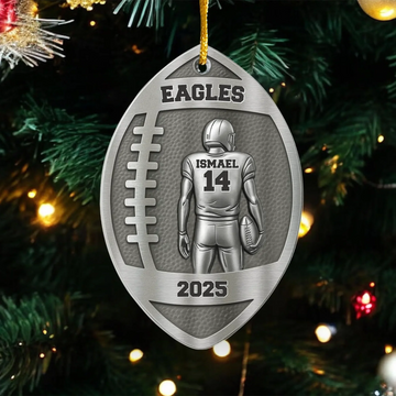 American Football Personalized Acrylic Ornament Gift For Football Lover Metal Football Gift