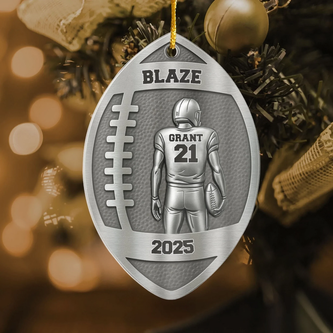 American Football Personalized Acrylic Ornament Gift For Football Lover Metal Football Gift